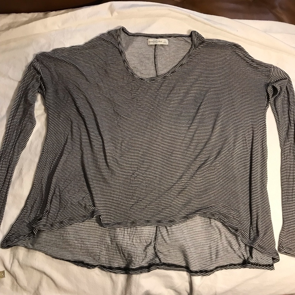 Abercrombie Black and White Stripe Long Sleeve Top, size Large
